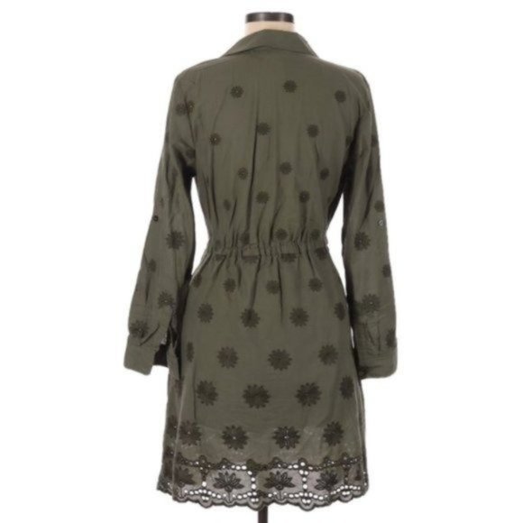 Maison Jules Embroidered Green Floral Eyelet Dress M - Picture 4 of 6